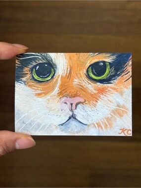 Calico Cat Art Print - Orange & White Pet Portrait